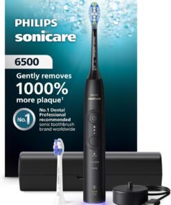 Philips Sonicare 6500 Series Electric Toothbrush - Next-Generation Sonicare Technology, Pressure Sensor, 9 Brushing Settings, SmarTimer, BrushPacer, 21-Day Runtime, Travel Case, Black, HX7411/08