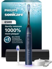 Philips Sonicare 6500 Series Electric Toothbrush - Next-Generation Sonicare Technology, Pressure Sensor, 9 Brushing Settings, SmarTimer, BrushPacer, 21-Day Runtime, Travel Case, Navy Blue, HX7413 07