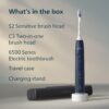 Philips Sonicare 6500 Series Electric Toothbrush - Next-Generation Sonicare Technology, Pressure Sensor, 9 Brushing Settings, SmarTimer, BrushPacer, 21-Day Runtime, Travel Case, Navy Blue, HX7413/07