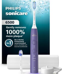 Philips Sonicare 6500 Series Electric Toothbrush - Next-Generation Sonicare Technology, Pressure Sensor, 9 Brushing Settings, SmarTimer, BrushPacer, 21-Day Runtime, Travel Case, Purple, HX7417/05