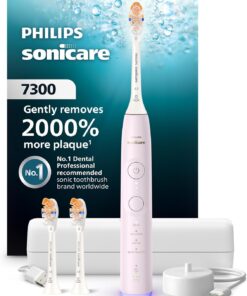 Philips Sonicare 7300 Series Electric Toothbrush - Next-Generation Sonicare Technology, Pressure Sensor, 12 Brushing Settings, SmarTimer, 21-Day Runtime, Travel Case, Light Pink, HX7422/04