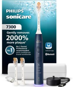 Philips Sonicare 7300 Series Electric Toothbrush - Next-Generation Sonicare Technology, Pressure Sensor, 12 Brushing Settings, SmarTimer, 21-Day Runtime, Travel Case, Navy Blue, HX7423/05