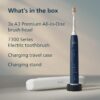 Philips Sonicare 7300 Series Electric Toothbrush - Next-Generation Sonicare Technology, Pressure Sensor, 12 Brushing Settings, SmarTimer, 21-Day Runtime, Travel Case, Navy Blue, HX7423/05