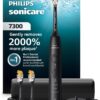 Philips Sonicare 7300 Series Electric Toothbrush - Next-Generation Sonicare Technology, Pressure Sensor, 12 Brushing Settings, SmarTimer, BrushPacer, 21-Day Runtime, Travel Case, Black, HX7421/07