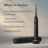 Philips Sonicare 7300 Series Electric Toothbrush - Next-Generation Sonicare Technology, Pressure Sensor, 12 Brushing Settings, SmarTimer, BrushPacer, 21-Day Runtime, Travel Case, Black, HX7421/07