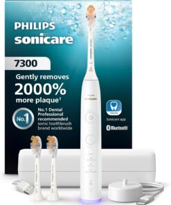 Philips Sonicare 7300 Series Electric Toothbrush - Next-Generation Sonicare Technology, Pressure Sensor, 12 Brushing Settings, SmarTimer, BrushPacer, 21-Day Runtime, Travel Case, White, HX7420/07