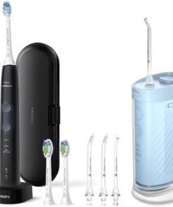 Philips Sonicare Compact Flosser 1000, Blue, ProtectiveClean 5300 Rechargeable Electric Toothbrush and 2PK Compact Nozzle Bundle