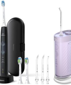 Philips Sonicare Compact Flosser 1000, Purple, ProtectiveClean 5300 Rechargeable Electric Toothbrush and 2PK Compact Nozzle Bundle, BD2001AZ