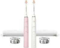Philips Sonicare DiamondClean Connected Electric Toothbrush 2 Pack, x2 Sonic Toothbrushes, x2 Charging Travel Cases, x2 A3 Brush Heads, 12 Brushing Settings, (Pink and White), Model HX9912 72