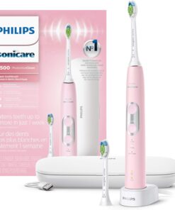 Philips Sonicare ProtectiveClean 6500 Rechargeable Electric Toothbrush, with Pressure Sensor, 3 Cleaning Modes, SmarTimer and QuadPacer, 14-Day Battery Life, Charging Travel Case, Pink, HX6462/06