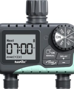 RAINPOINT Water Timer for Garden Hose - 2 Zone Sprinkler Timer with Rain Delay/Manual Watering/Automatic Irrigation for Yard Lawn