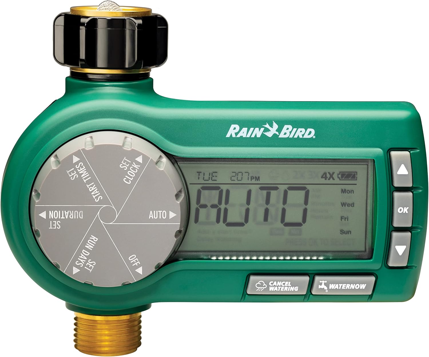 Rain Bird 1ZEHTMRP Premium Professional Grade Electronic Digital Hose End Timer/Controller, One Zone/Station, Battery Operated, Digital with Brass Inlet/Outlet Rain Bird 1ZEHTMRP Premium Professional Grade Electronic Digital Hose End Timer/Controller, One Zone/Station, Battery Operated, Digital with Brass Inlet/Outlet