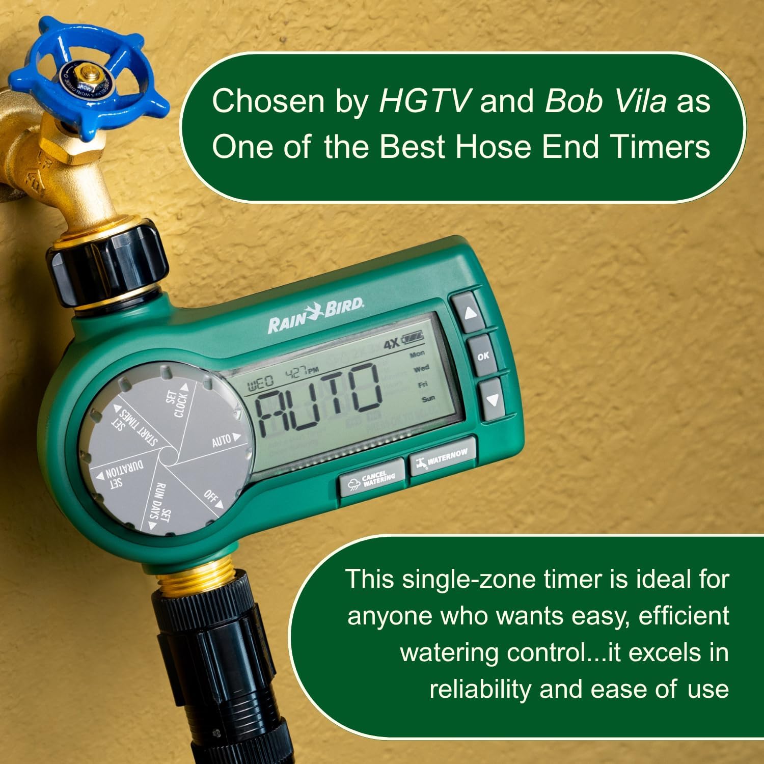 Rain Bird 1ZEHTMRP Premium Professional Grade Electronic Digital Hose End Timer/Controller, One Zone/Station, Battery Operated, Digital with Brass Inlet/Outlet Rain Bird 1ZEHTMRP Premium Professional Grade Electronic Digital Hose End Timer/Controller, One Zone/Station, Battery Operated, Digital with Brass Inlet/Outlet - Image 8