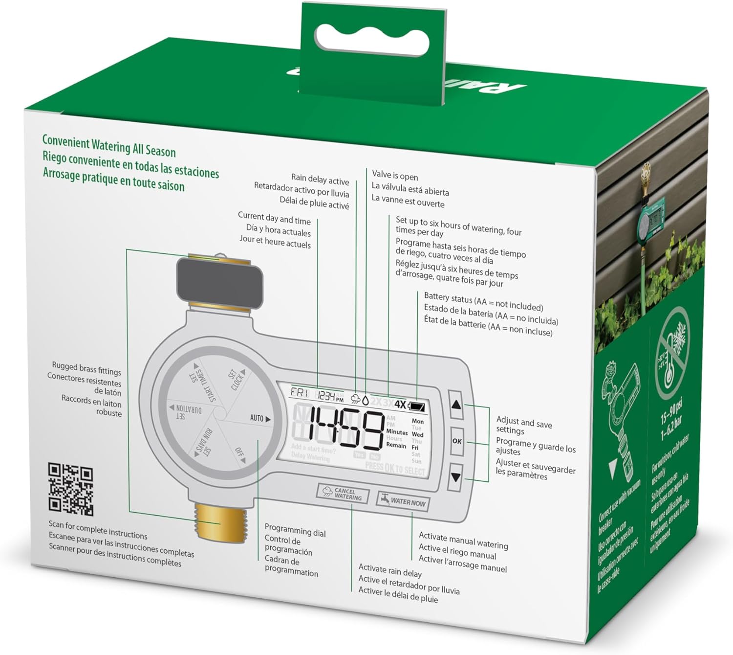 Rain Bird 1ZEHTMRP Premium Professional Grade Electronic Digital Hose End Timer/Controller, One Zone/Station, Battery Operated, Digital with Brass Inlet/Outlet Rain Bird 1ZEHTMRP Premium Professional Grade Electronic Digital Hose End Timer/Controller, One Zone/Station, Battery Operated, Digital with Brass Inlet/Outlet - Image 10