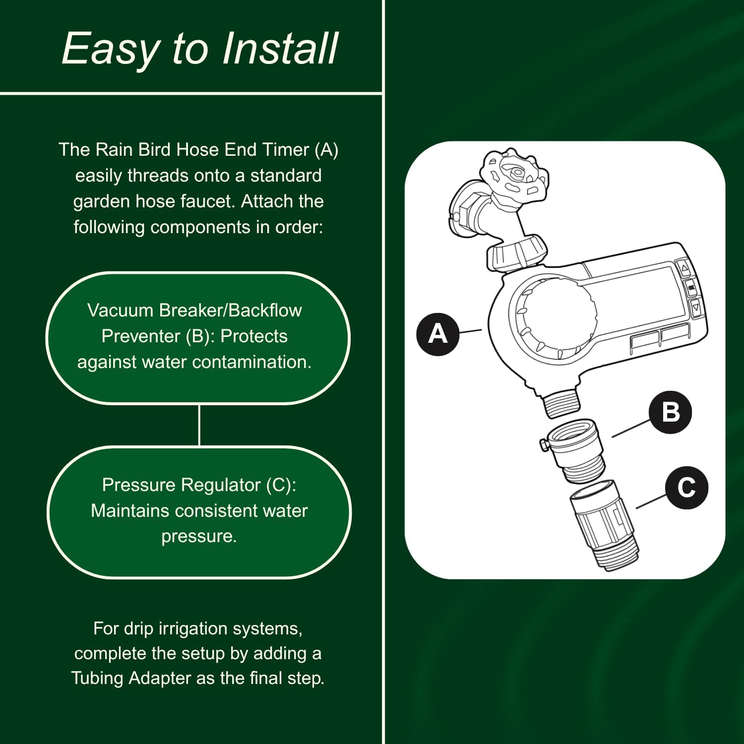Rain Bird 1ZEHTMRP Premium Professional Grade Electronic Digital Hose End Timer/Controller, One Zone/Station, Battery Operated, Digital with Brass Inlet/Outlet Rain Bird 1ZEHTMRP Premium Professional Grade Electronic Digital Hose End Timer/Controller, One Zone/Station, Battery Operated, Digital with Brass Inlet/Outlet - Image 5