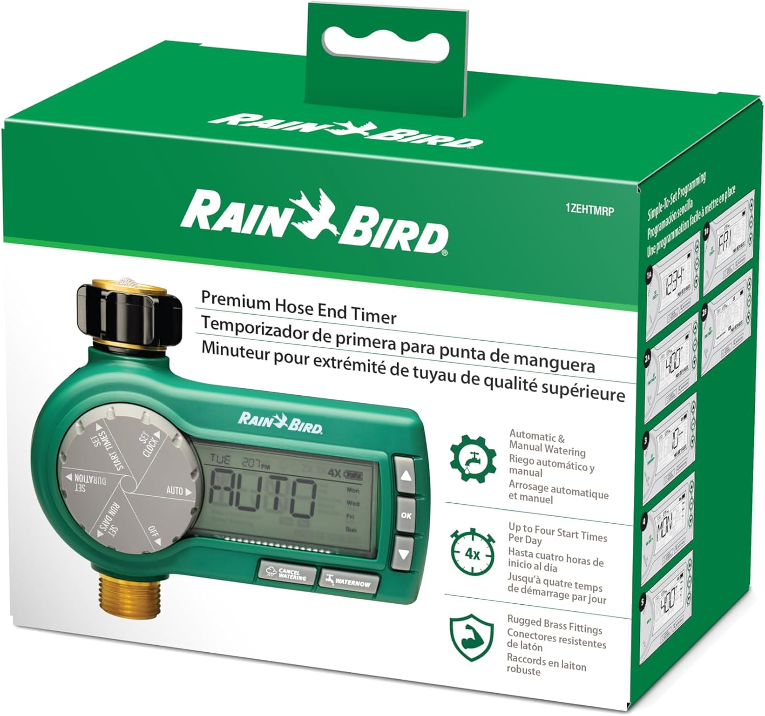 Rain Bird 1ZEHTMRP Premium Professional Grade Electronic Digital Hose End Timer/Controller, One Zone/Station, Battery Operated, Digital with Brass Inlet/Outlet Rain Bird 1ZEHTMRP Premium Professional Grade Electronic Digital Hose End Timer/Controller, One Zone/Station, Battery Operated, Digital with Brass Inlet/Outlet - Image 9