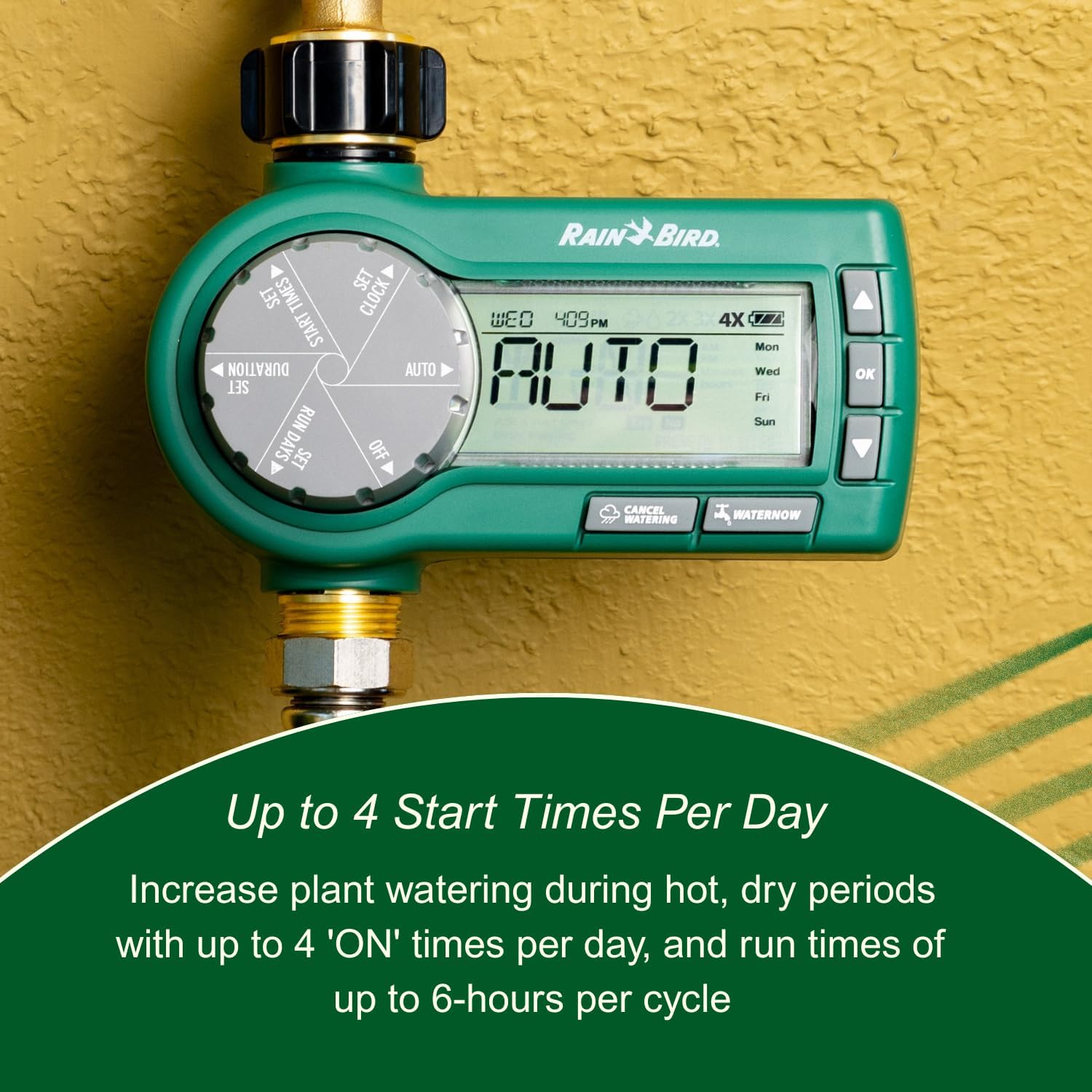 Rain Bird 1ZEHTMRP Premium Professional Grade Electronic Digital Hose End Timer/Controller, One Zone/Station, Battery Operated, Digital with Brass Inlet/Outlet Rain Bird 1ZEHTMRP Premium Professional Grade Electronic Digital Hose End Timer/Controller, One Zone/Station, Battery Operated, Digital with Brass Inlet/Outlet - Image 3