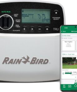 Rain Bird TRU8IW Timer and Smart WiFi Module Bundle, Program-Based Indoor Irrigation Sprinkler Controller/Timer, 8-Zone/Station