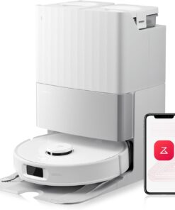 Roborock Qrevo Edge S5A Robot Vacuum and Mop, 18,500Pa, Zero-Tangling, DuoDivide Main Brush, FlexiArm Side Brush, Hot Water Mop Washing & Self-Cleaning, Warm Air Drying, Self-Emptying, White