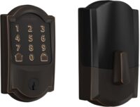 Schlage Encode Smart WiFi Deadbolt Lock for Front Door - Keyless Entry with App or Touchscreen - Works with Alexa, Hey Google, & Airbnb - Create Codes for Guests - Aged Bronze - Camelot