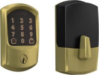 Schlage Encode Smart WiFi Deadbolt Lock for Front Door - Keyless Entry with App or Touchscreen - Works with Alexa, Hey Google, & Airbnb - Create Codes for Guests - Satin Brass