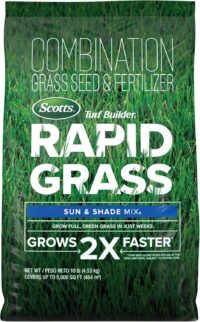 Scotts Turf Builder Rapid Grass Sun and Shade Mix, Grass Seed with Fertilizer for Full, Green Grass in Just Weeks, 10 lbs.
