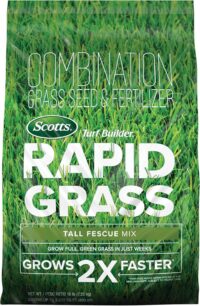 Scotts Turf Builder Rapid Grass Tall Fescue Mix - Combination Grass Seed and Fertilizer for Lawns, Lawn Seed That Grows in Just Weeks, 16 lbs.