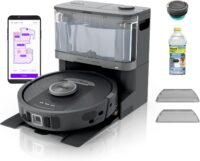 Shark Robot Vacuum & Mop Combo, NeverTouch System, Self-Emptying and Refilling, for Wood, 60-Day Debris Capacity, 30-Tank Reservoir, Pad Drying, 5 Intelligent Cleaning Technologies, RV2820YE