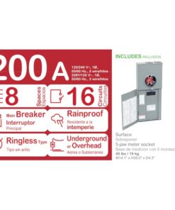 Square D Homeline Ringless Overhead/Underground 200 -Amp 8 -Spaces 16 -Circuit Outdoor Main Breaker Meter Combo Load Center