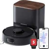 SwitchBot K11+ Robot Vacuum & Mop with Matter, 6000Pa Suction, 90-Day Hands-Free Self-Emptying, LDS Navigation, 3.6″ Ultra-Slim, Anti-Tangle for Pet Hair, Works with Alexa, Google Home, Apple Home, Black