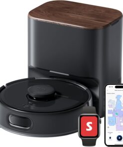 SwitchBot K11+ Robot Vacuum & Mop with Matter, 6000Pa Suction, 90-Day Hands-Free Self-Emptying, LDS Navigation, 3.6″ Ultra-Slim, Anti-Tangle for Pet Hair, Works with Alexa, Google Home, Apple Home, Black