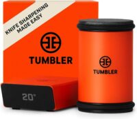 TUMBLER Pro Rolling Knife Sharpener™ - Knife Sharpening Made Easy - Knife Sharpening Kit with Removable Disc System - Include 4-Layer Diamond Sharpening Disc & EdgeBoost Ceramic Disc, Orange V2