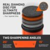 TUMBLER Pro Rolling Knife Sharpener™ - Knife Sharpening Made Easy - Knife Sharpening Kit with Removable Disc System - Include 4-Layer Diamond Sharpening Disc & EdgeBoost Ceramic Disc, Orange V2