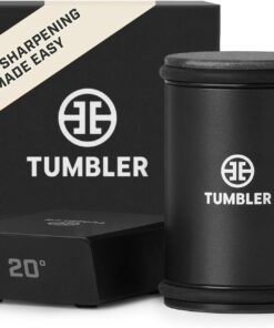 TUMBLER Pro Rolling Knife Sharpener™ - Knife Sharpening Made Easy - Rolling Knife Sharpening Kit with Removable Disc System - Includes 4-Layer Diamond Sharpening Disc & EdgeBoost Ceramic Disc (Black)