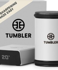 TUMBLER Pro Rolling Knife Sharpener™ - Knife Sharpening Made Easy - Rolling Knife Sharpening Kit with Removable Disc System - Includes 4-Layer Diamond Sharpening Disc & EdgeBoost Ceramic Disc (Grey)