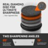TUMBLER Pro Rolling Knife Sharpener™ - Knife Sharpening Made Easy - Rolling Knife Sharpening Kit with Removable Disc System - Includes 4-Layer Diamond Sharpening Disc & EdgeBoost Ceramic Disc (Grey)