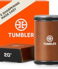 The Original Tumbler Rolling Knife Sharpener™ - Knife Sharpening Made Easy - Rolling Knife Sharpener Tool for Kitchen Knives - Knife Sharpener Kit Offers 15 & 20 Degree Sharpening (Wood)