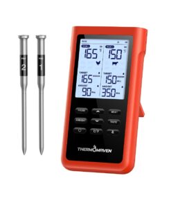 ThermoMaven 3000FT Smart Wireless Meat Thermometer, Sub-1G Long Range, 6 Sensors NIST Certified Accuracy, 2 Thin Probes, Standalone Base with Large LCD for Grill, Smoker, Oven, BBQ