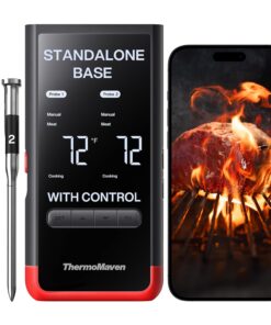 ThermoMaven Smart Bluetooth Wireless Meat Thermometer: Standalone Base, WiFi Unlimited Range, 6 Sensors with NIST Certified Accuracy, 2 Probes for Kitchen, BBQ, Grill, Oven, Smoker, Rotisserie