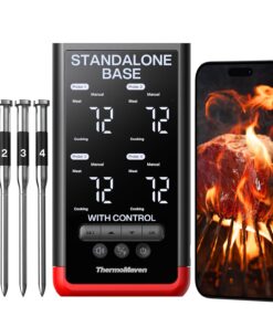 ThermoMaven Smart Bluetooth Wireless Meat Thermometer: Standalone Base, WiFi Unlimited Range, 6 Sensors with NIST Certified Accuracy, 4 Probes for Kitchen, BBQ, Grill, Oven, Smoker, Rotisserie