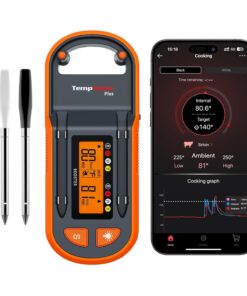 ThermoPro TempSpike Plus 600ft Wireless Meat Thermometer with 2 Color-Coded Probes, Bluetooth Meat Thermometer Wireless with LCD-Enhanced Booster for Food Cooking Grill Smoker
