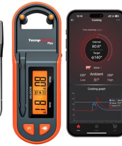 Thermopro TempSpike 600 ft Wireless Meat Thermometer Digital with Ultra-Thinner Probe, Bluetooth Meat Thermometer Wireless with LCD-Enhanced Booster for BBQ Grill Smoker Rotisserie Sous Vide