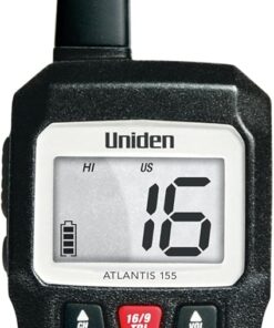 Uniden Atlantis 155 Handheld Two-Way VHF Marine Radio, Floating IPX8 Submersible Waterproof, Dual-Color Screen, All USA/International/Canadian Marine Channels, NOAA Weather Alert, 10 Hour Battery