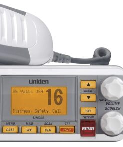 Uniden UM385 25 Watt Fixed Mount Marine Vhf Radio, Waterproof IPX4 with Triple Watch, Dsc, Emergency/Noaa Weather Alert, All Usa/International/Canadian Marine Channels, Memory Channel Scan, White
