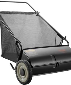VEVOR Push Lawn Sweeper, 26 Inch Leaf & Grass Collector, Strong Rubber Wheels & Heavy Duty Thickened Steel Durable to Use with Large Capacity 7 ft³ Mesh Collection Bag, 4 Spinning Brushes