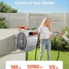 VEVOR Retractable Garden Hose Reel, 1/2 Inch x 145 ft Wall Mounted Hose Reel, Heavy Duty Garden Hose Reel with 9 Patterns Nozzle, Any Length Lock, Upgraded Slow Return System and 180°Swivel Bracket