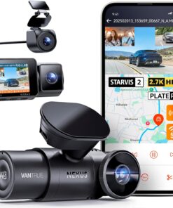 Vantrue N4S 3 Channel Front Inside Rear Dash Cam, 2.7K+1440P+1440P WiFi Dash Camera w/PlatePix™, STARVIS 2 x HDR x IR Night Vision, Voice Control, GPS, 24/7 Parking Mode, Support 1TB Max
