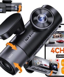 Vantrue N5 4 Channel WiFi 360° All Sides Dash Cam, STARVIS 2, IR Night Vision, 2.7K+1080P*3 Front Rear Inside Dashcam, Voice Control, GPS, 24 Hours Buffered Parking Mode Dash Camera, 512GB Max (N5)