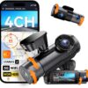 Vantrue N5S 4 Channel 360 Degree 2.7K Dash Cam, 4CH STARVIS 2 Night Vision, 2.7K+1080P 2+1440P Front Rear Inside Dashcam, 24 7 Buffered Parking Mode, WiFi, Voice Control, Dual GPS, Support 1TB Max