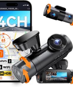 Vantrue N5S 4 Channel 360 Degree 2.7K Dash Cam, 4CH STARVIS 2 Night Vision, 2.7K+1080P 2+1440P Front Rear Inside Dashcam, 24 7 Buffered Parking Mode, WiFi, Voice Control, Dual GPS, Support 1TB Max